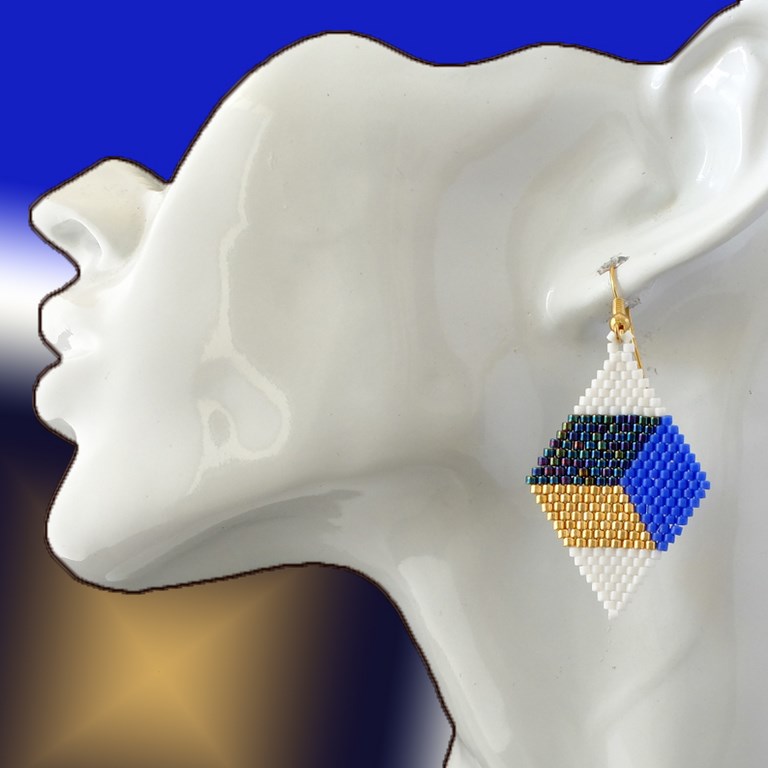Boucles d'oreilles losange 3D